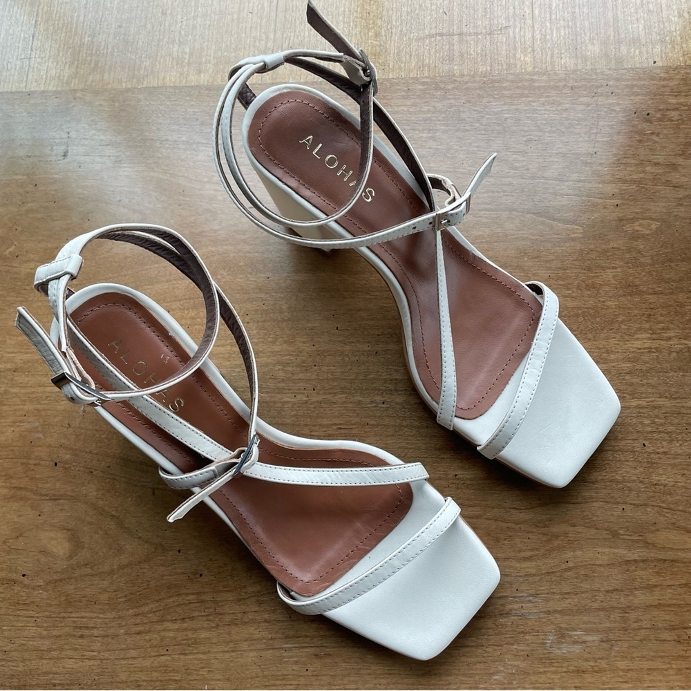 ALOHAS Manhattan Strappy Block Heel Leather Square Toe Sandals size 37EU/6.5US